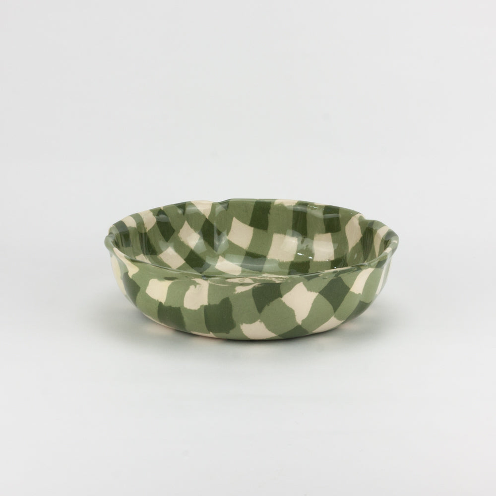 Green & White Gingham High Sided Bowl