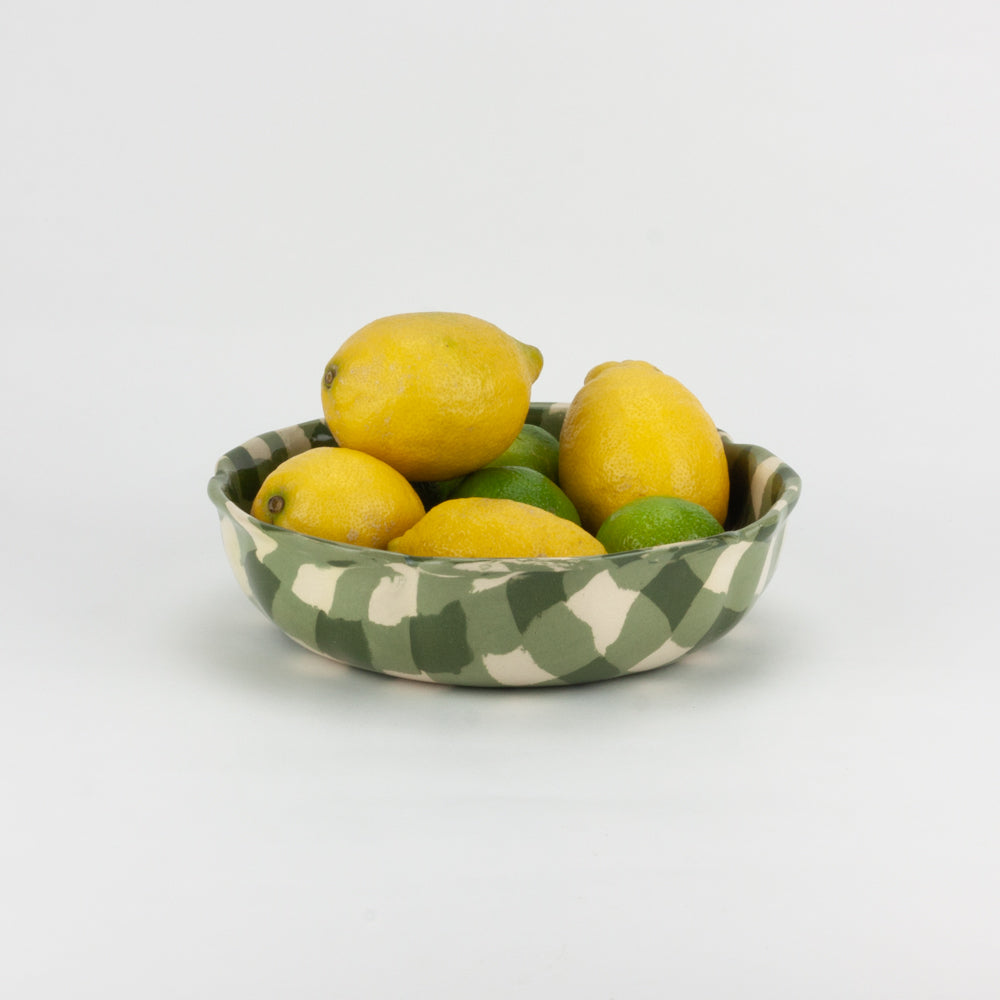 Green & White Gingham High Sided Bowl