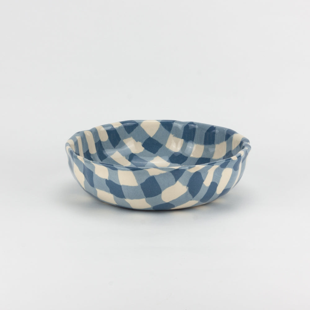 Blue & White Gingham High Sided Bowl