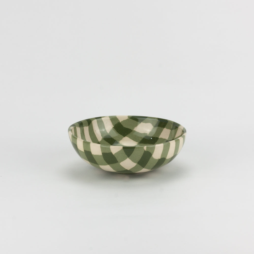 Green & White Gingham Small Bowl