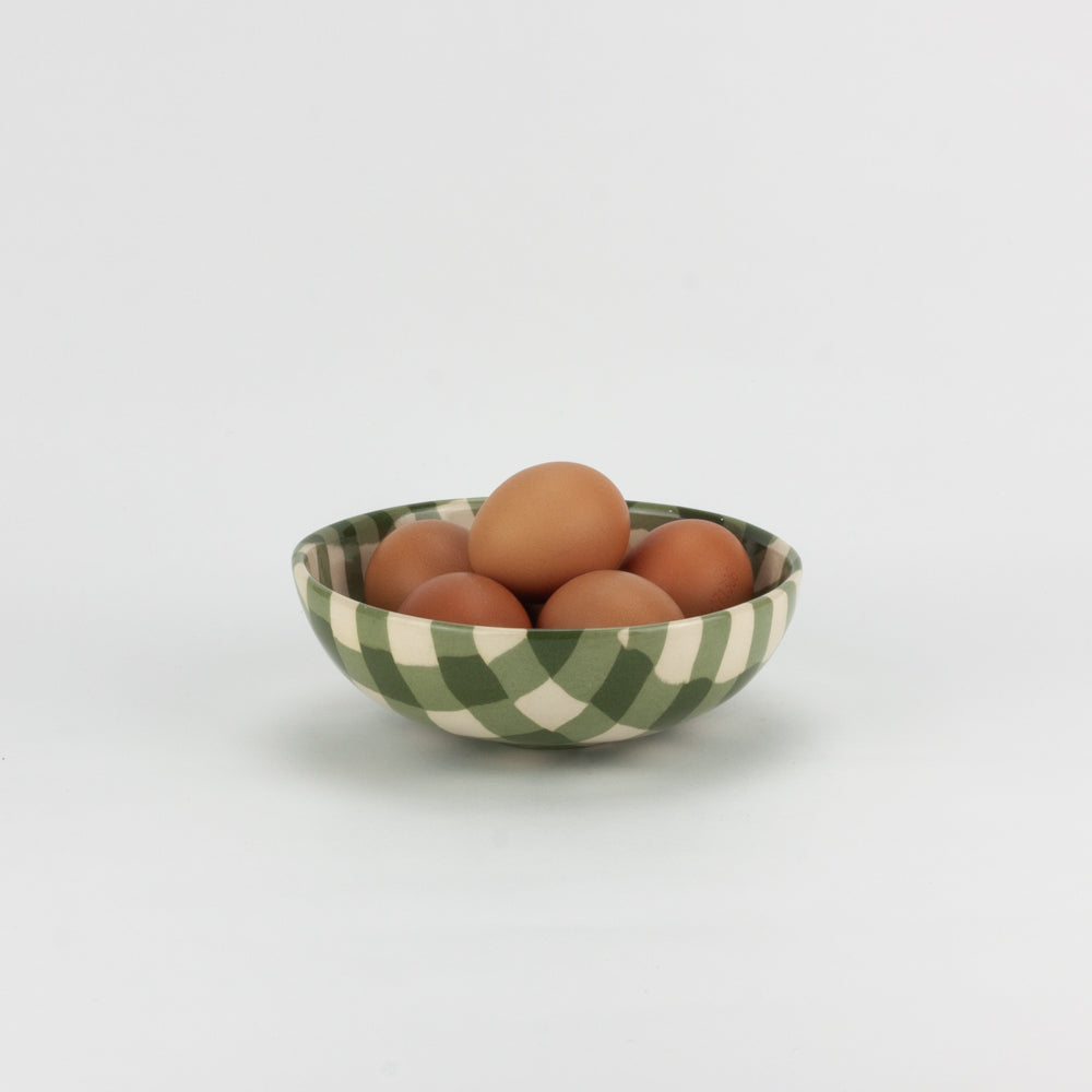 Green & White Gingham Small Bowl