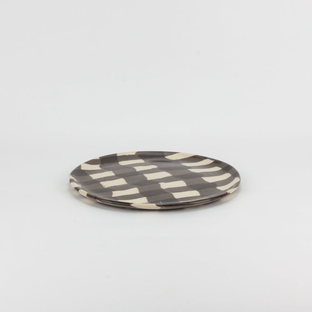 Brown & White Gingham Side Plate