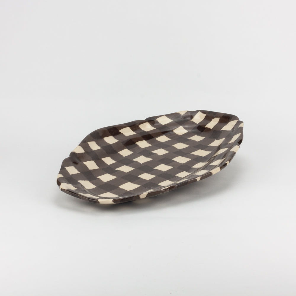 Brown & White Gingham Platter