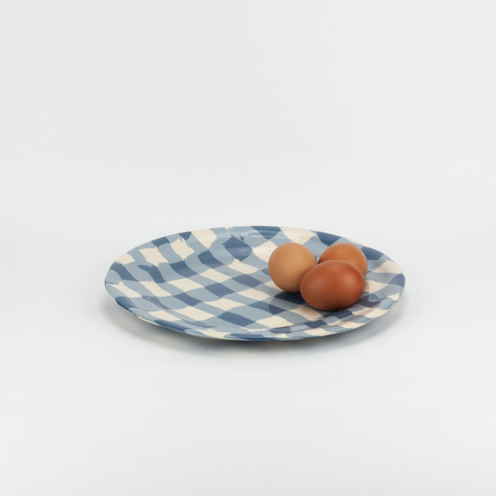 Blue & White Gingham Dinner Plate