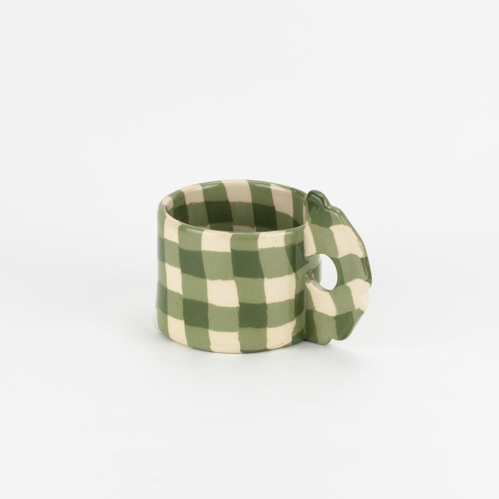 Green & White Gingham Mug