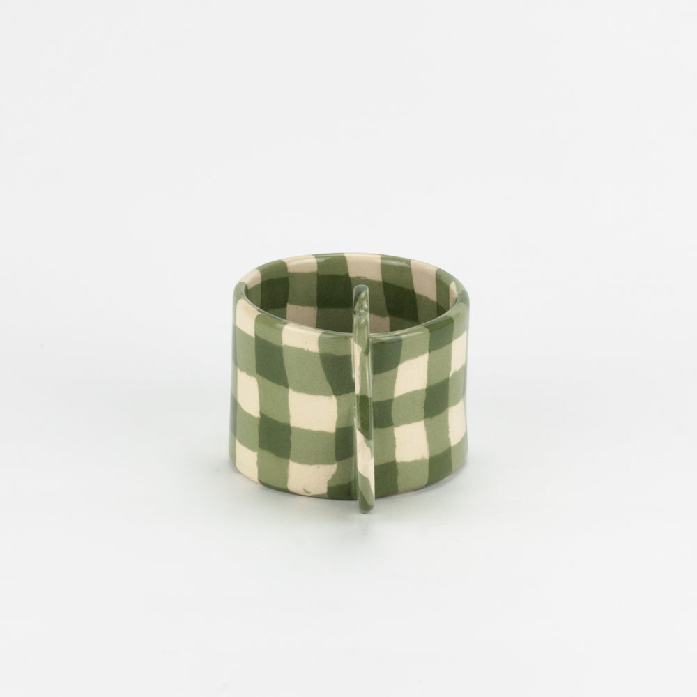 Green & White Gingham Mug