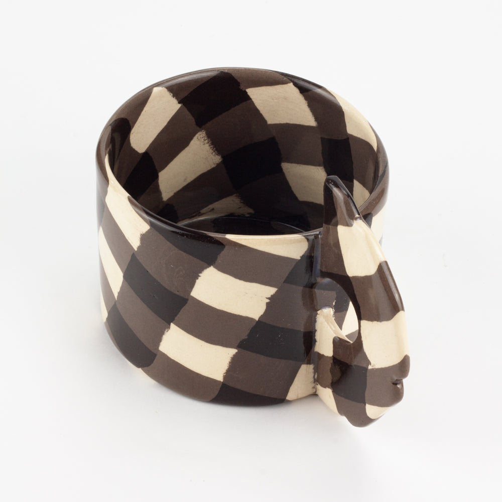 Brown & White Gingham Mug
