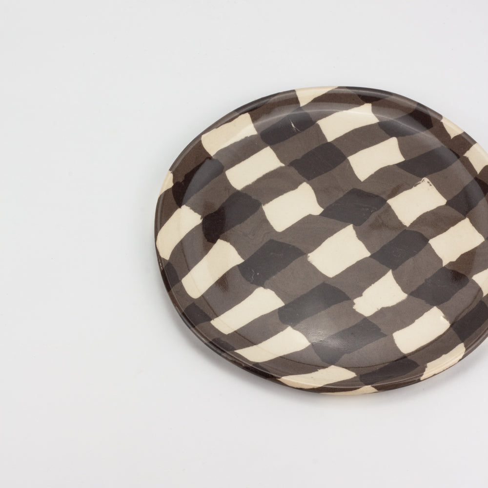 Brown & White Gingham Side Plate