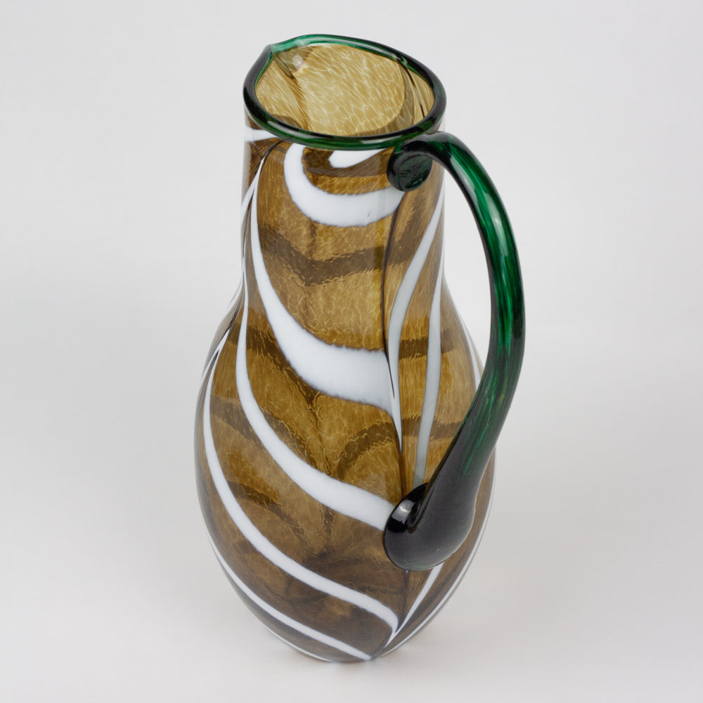 Tortoise & White Swirl Glass Pitcher