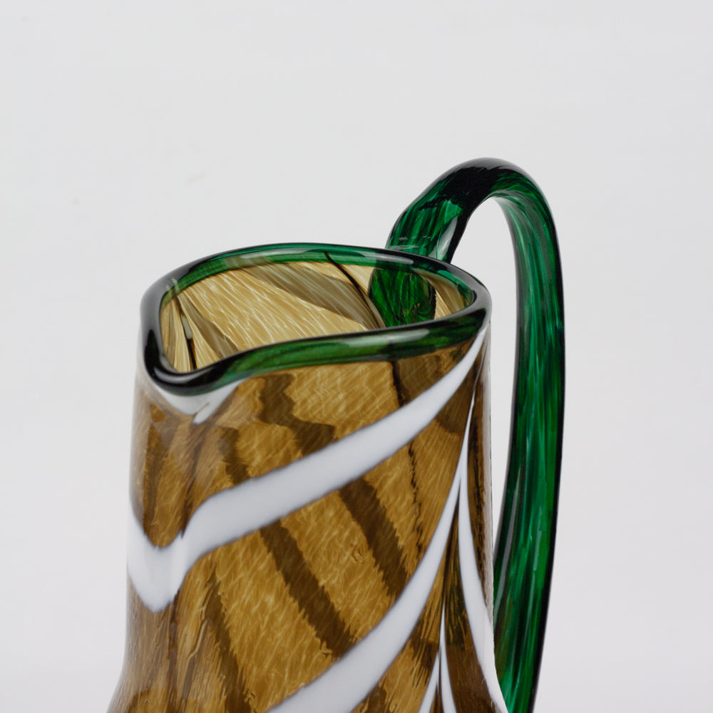 Tortoise & White Swirl Glass Pitcher