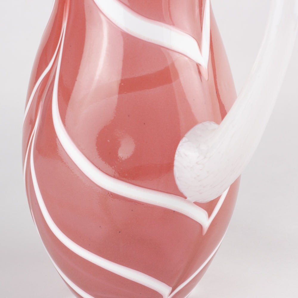 Pink & White Swirl Glass Pitcher