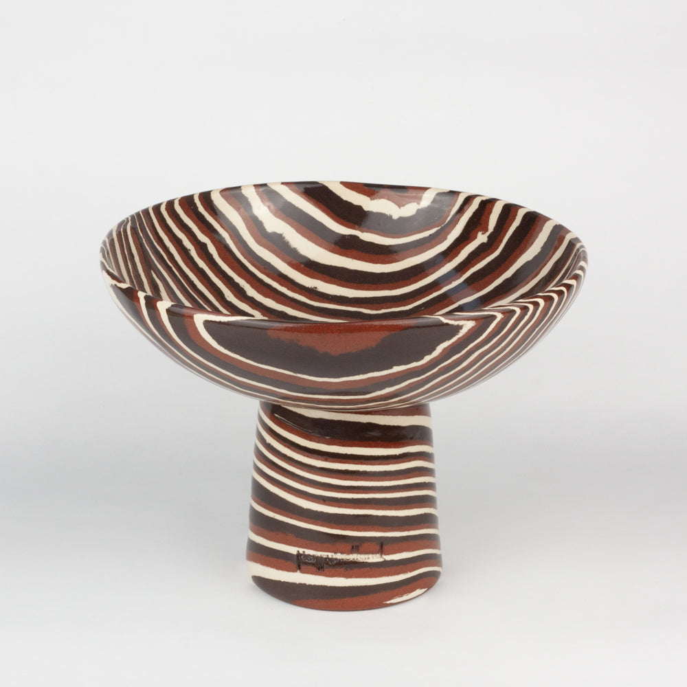 Terracotta, Brown and White Medium Marble Chalice Bowl