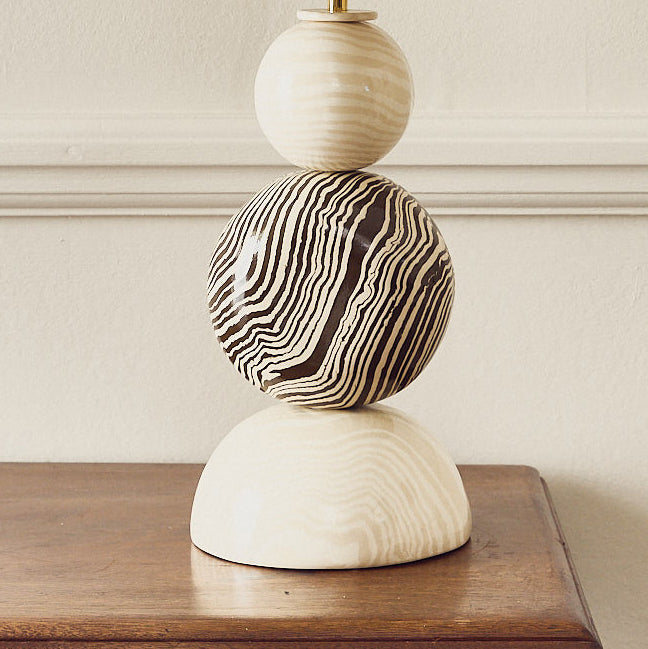 Edison Bi-Colour Brown & Oatmeal Marble Table Lamp