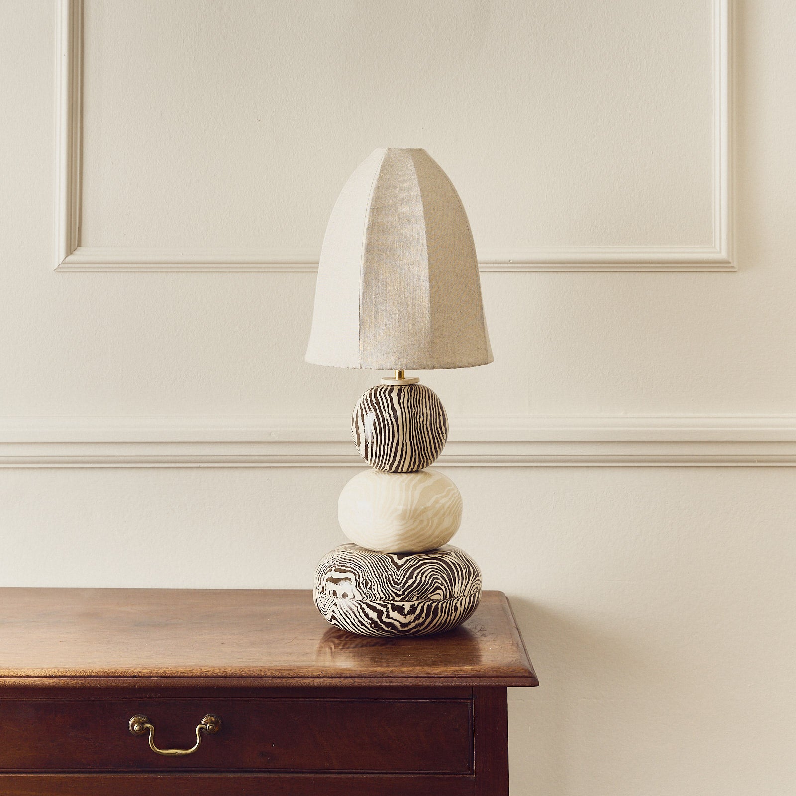 Franklyn Bi-Colour Brown & White Marble Table Lamp