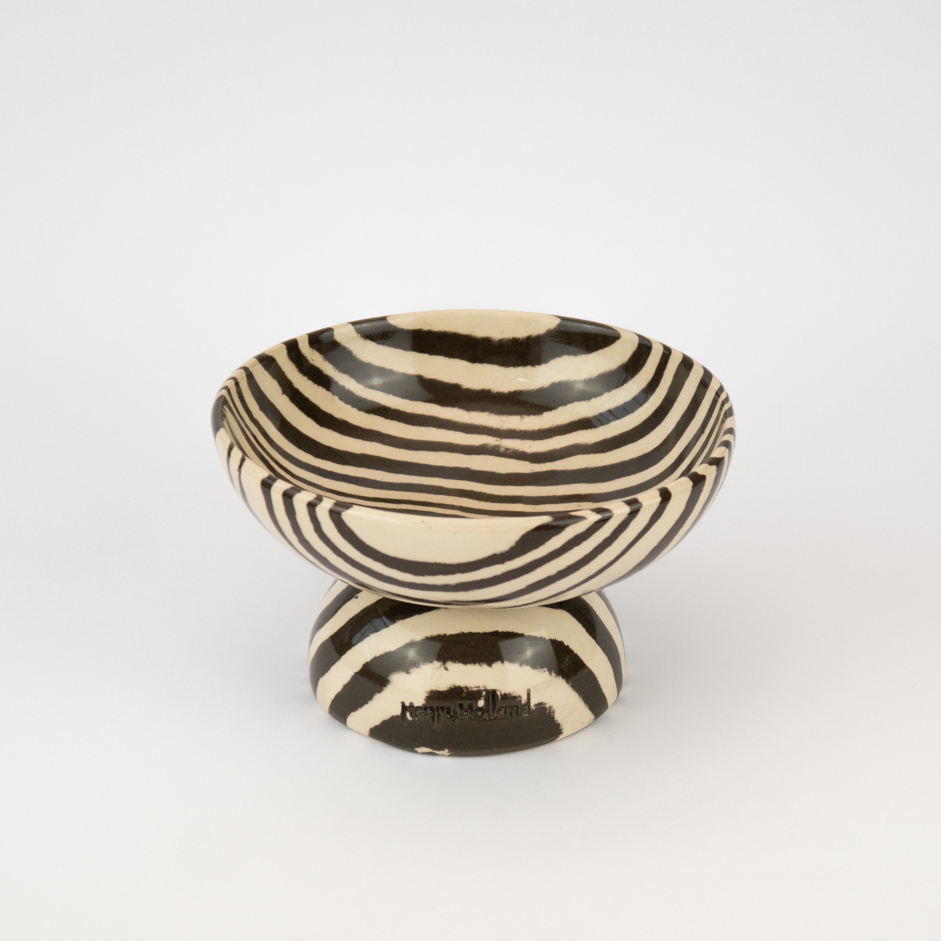 Brown & White Small Marble Shorty Chalice Bowl