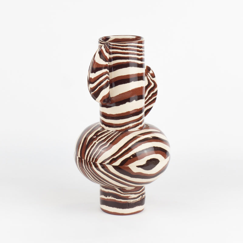 Terracotta, Brown & White Marble Profumo Vase