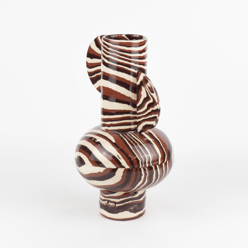 Terracotta, Brown & White Marble Profumo Vase