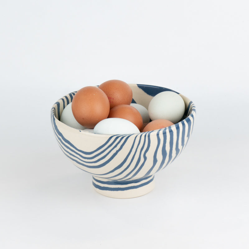 Blue & White Marble Soup Bowl