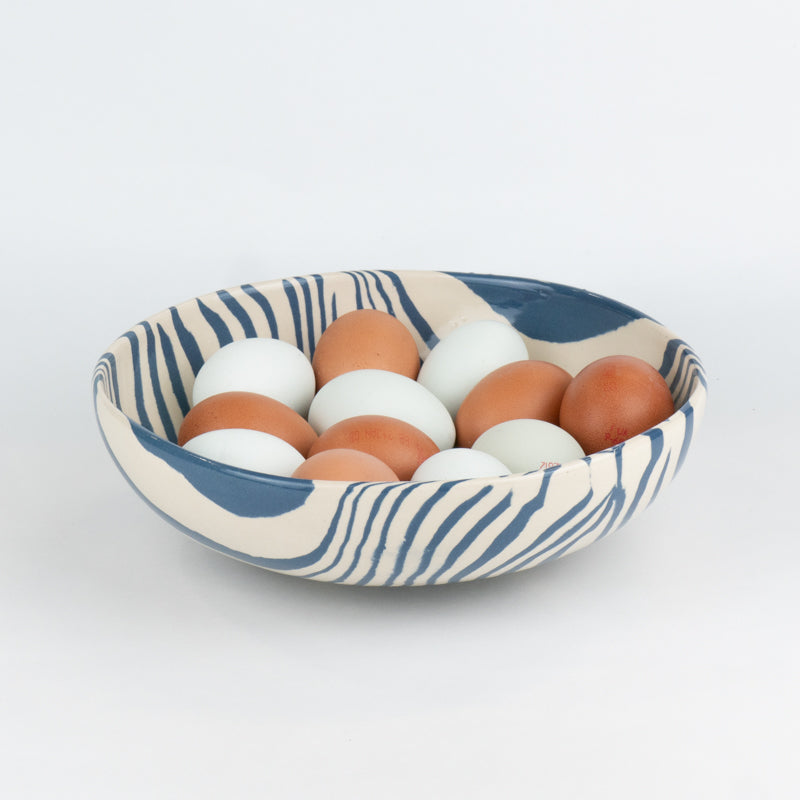 Blue & White Marble Ramen Bowl