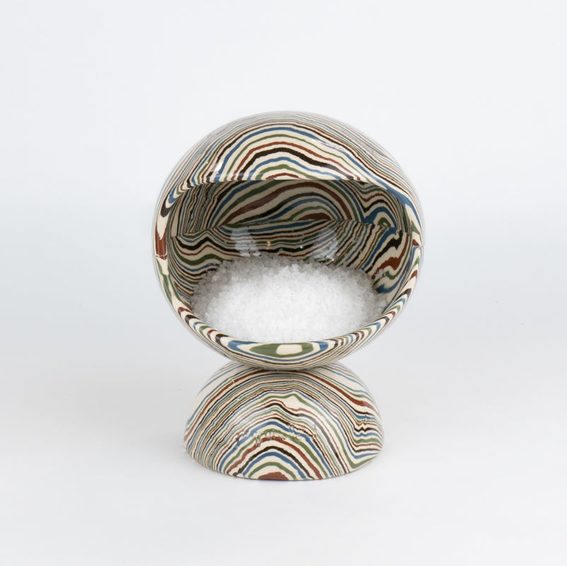 Five Multi-Colour Marble Marble Salt Pig