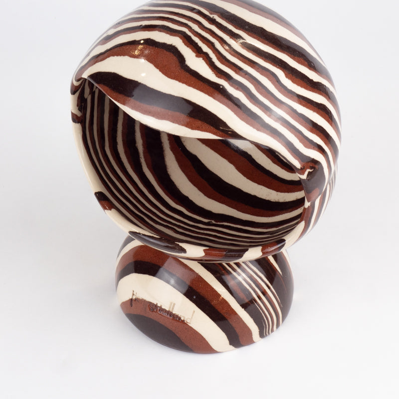 Terracotta, Brown and White Marble Marble Salt Pig