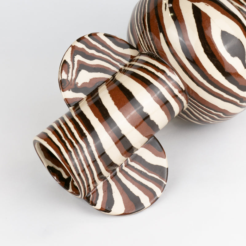 Terracotta, Brown & White Marble Profumo Vase