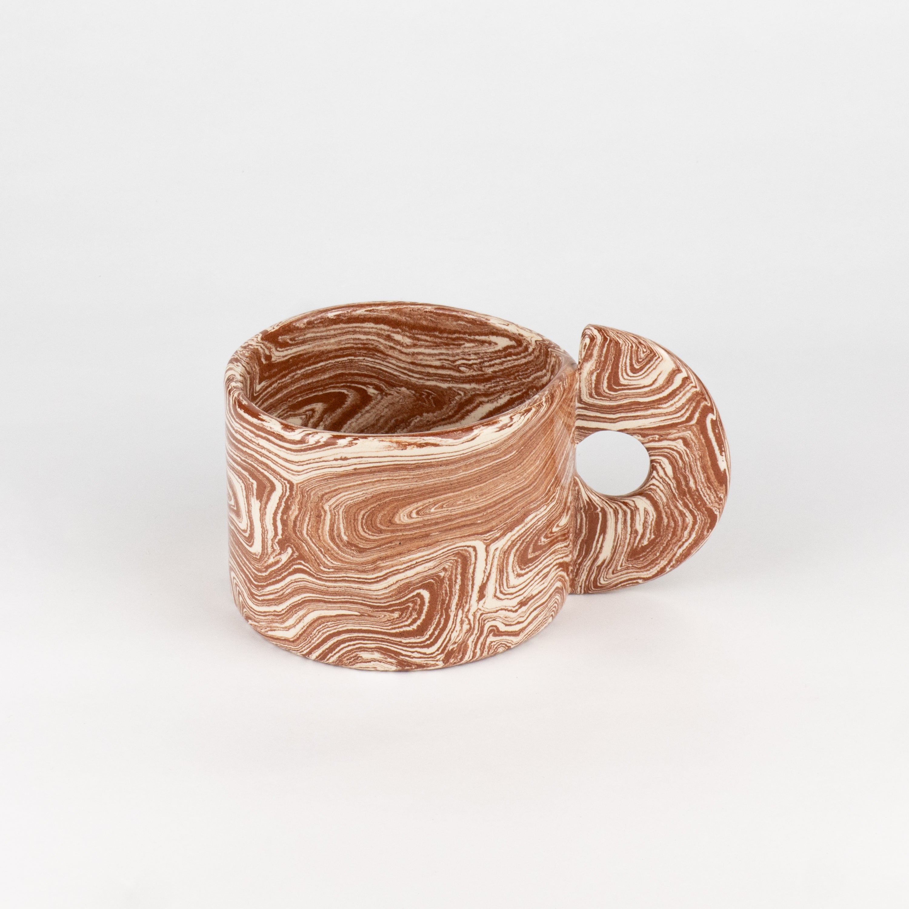 Terracotta & White Agate Art Deco Mug