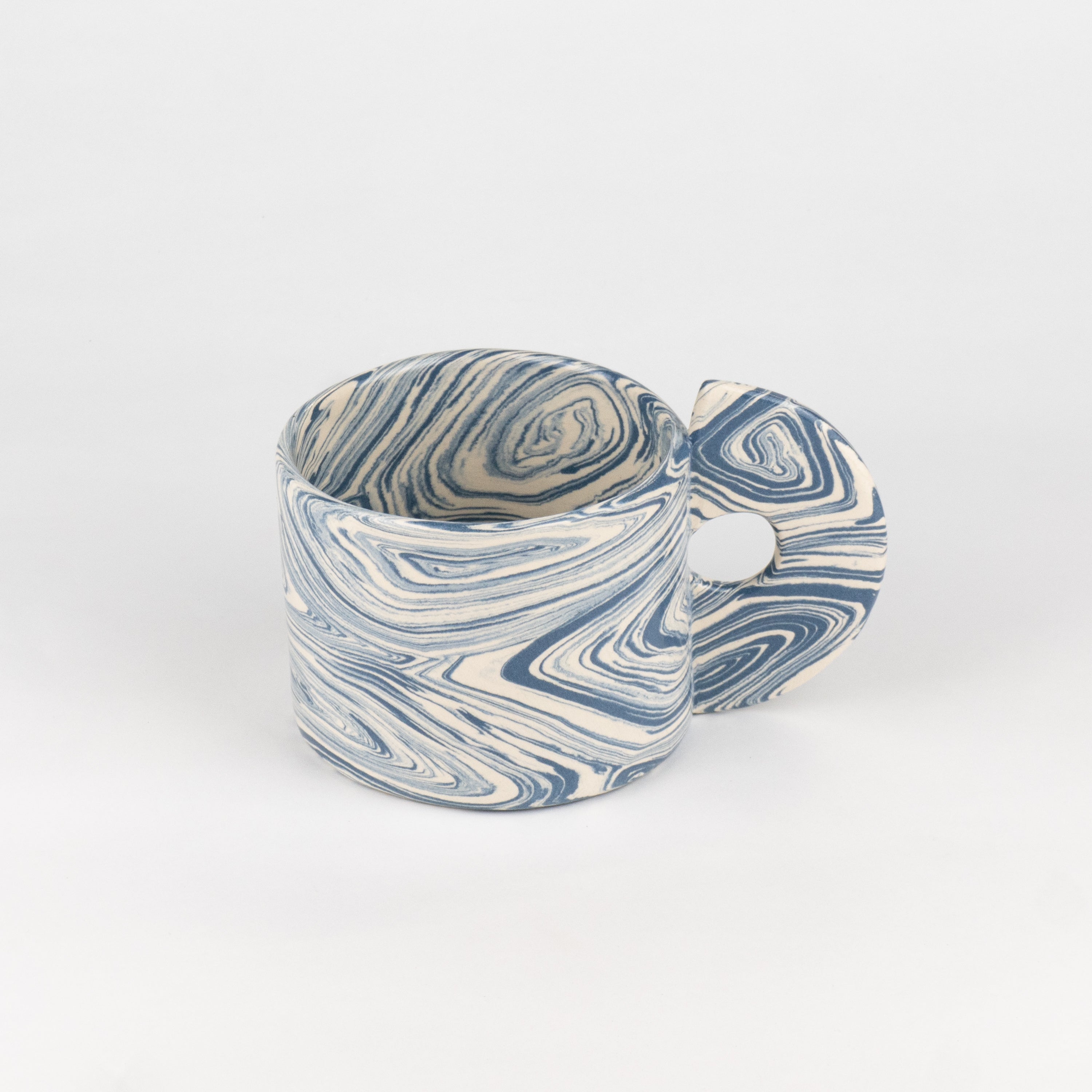 Blue & White Agate Art Deco Mug