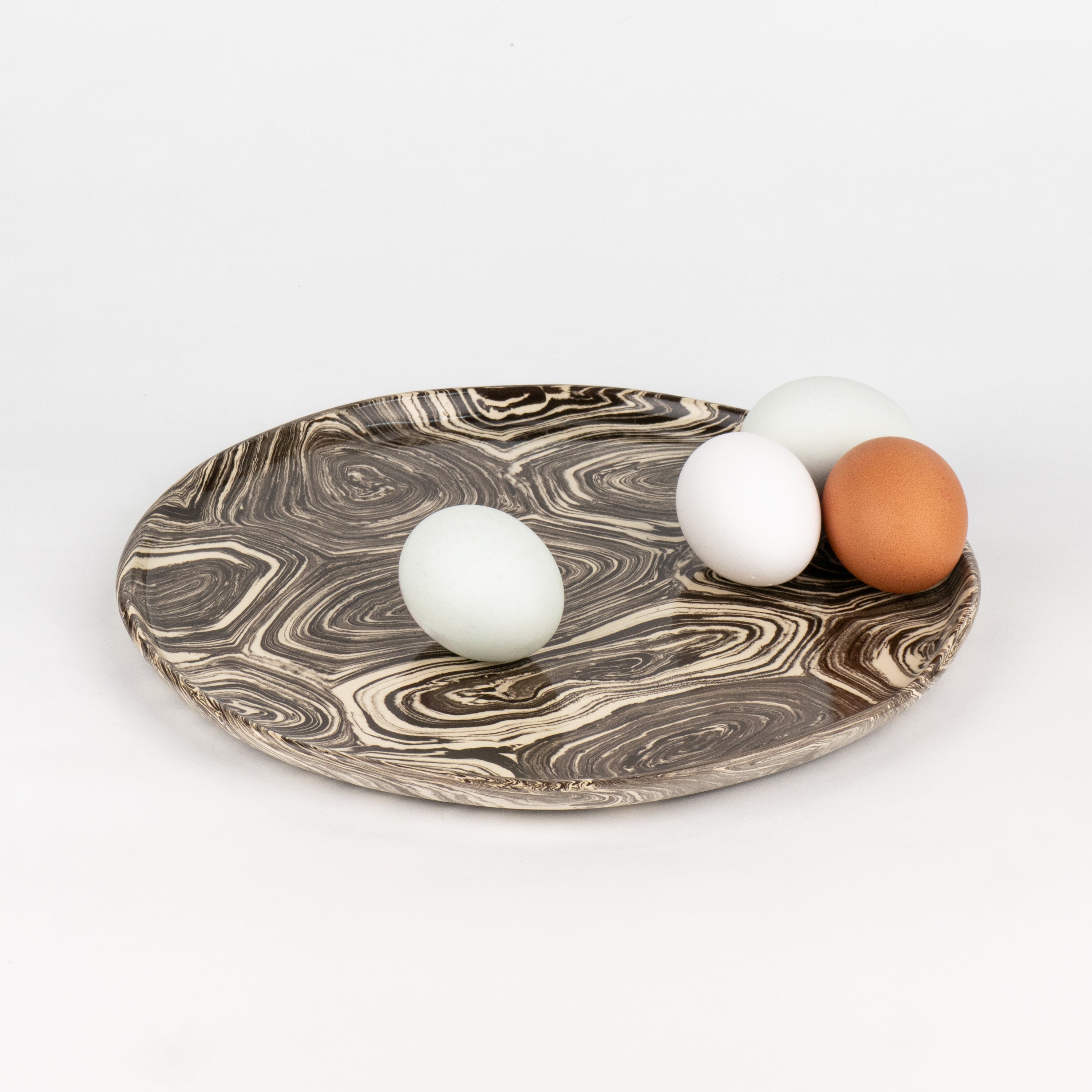 Brown & White Agate Dinner Plate