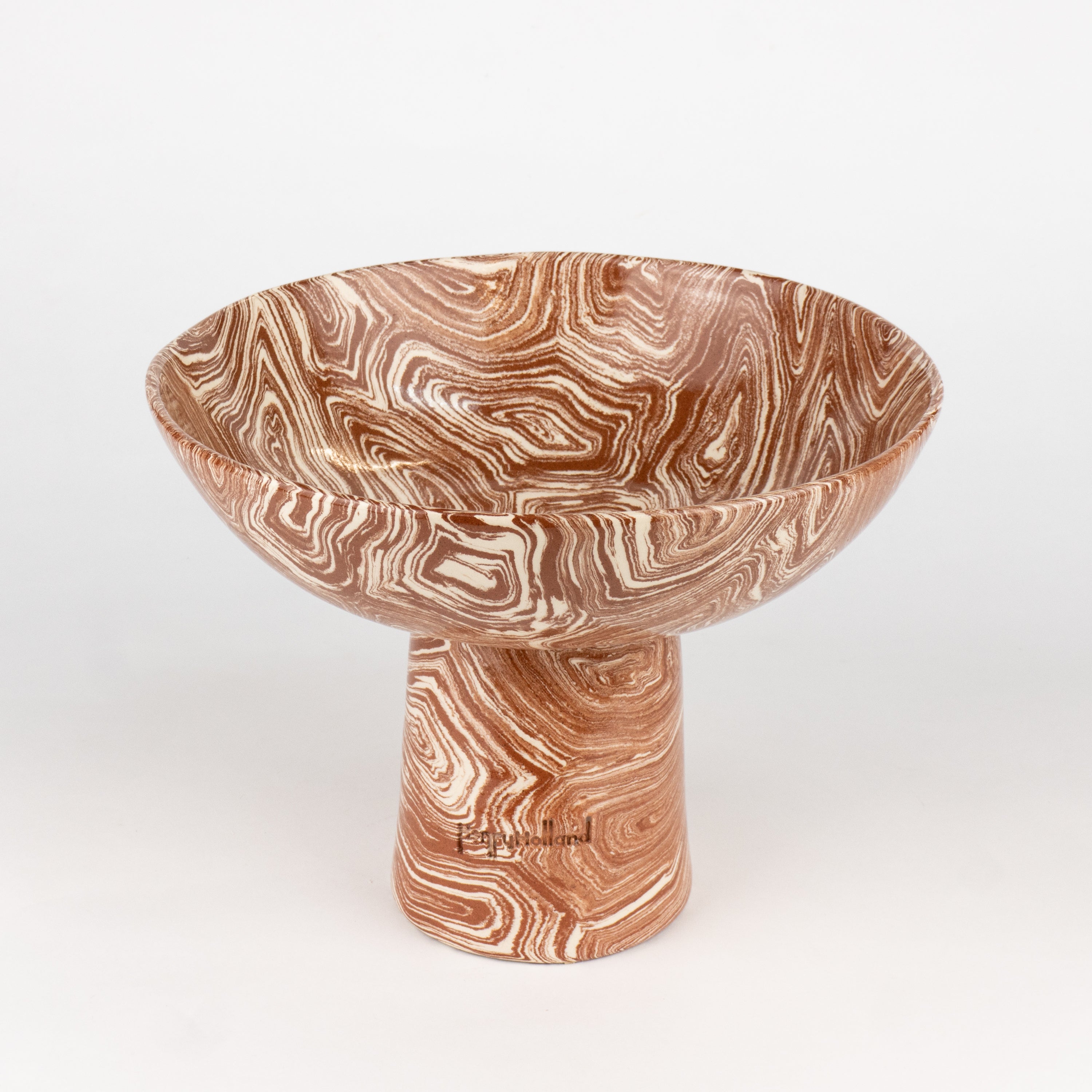 Terracotta & White Medium Agate Chalice Bowl