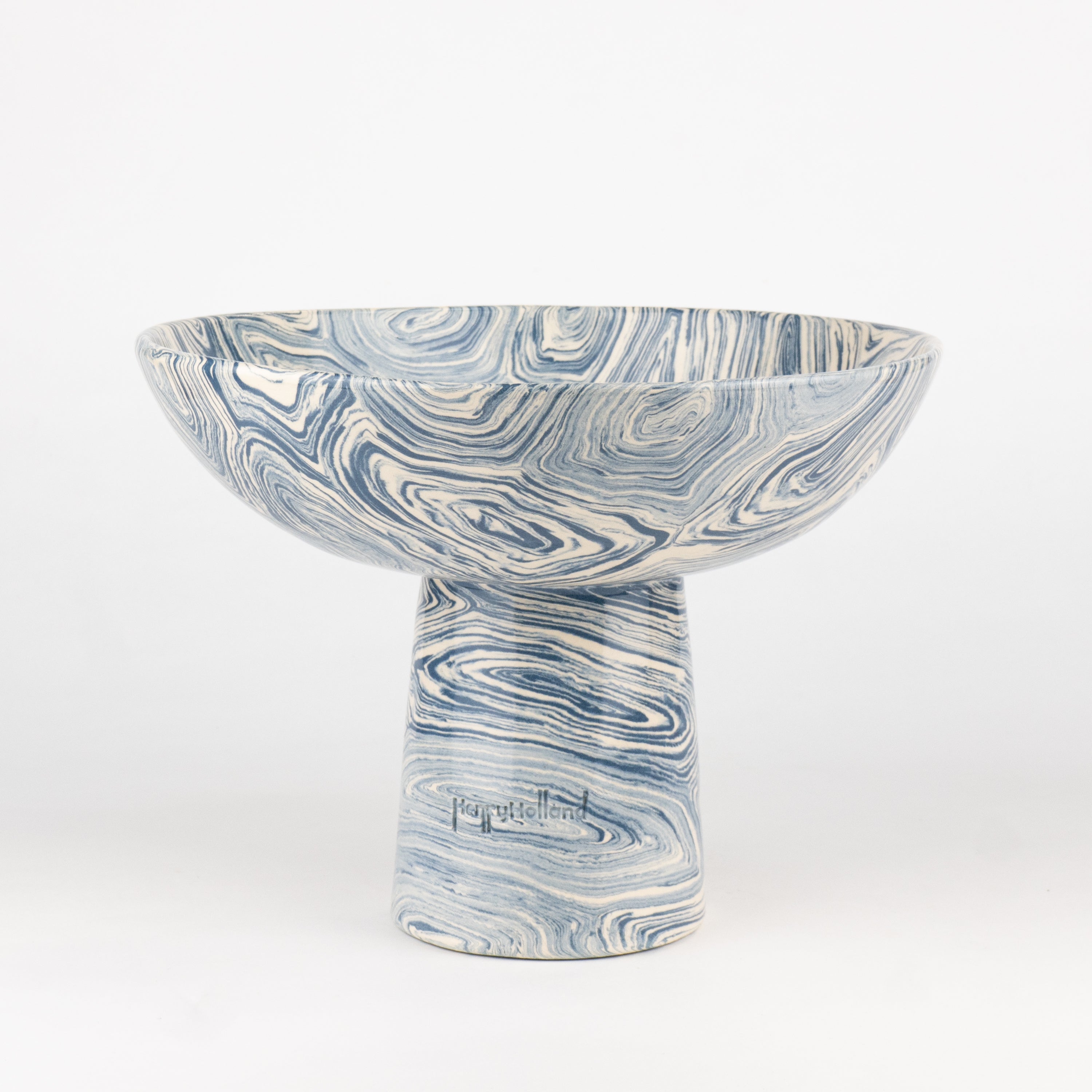 Blue & White Medium Agate Chalice Bowl