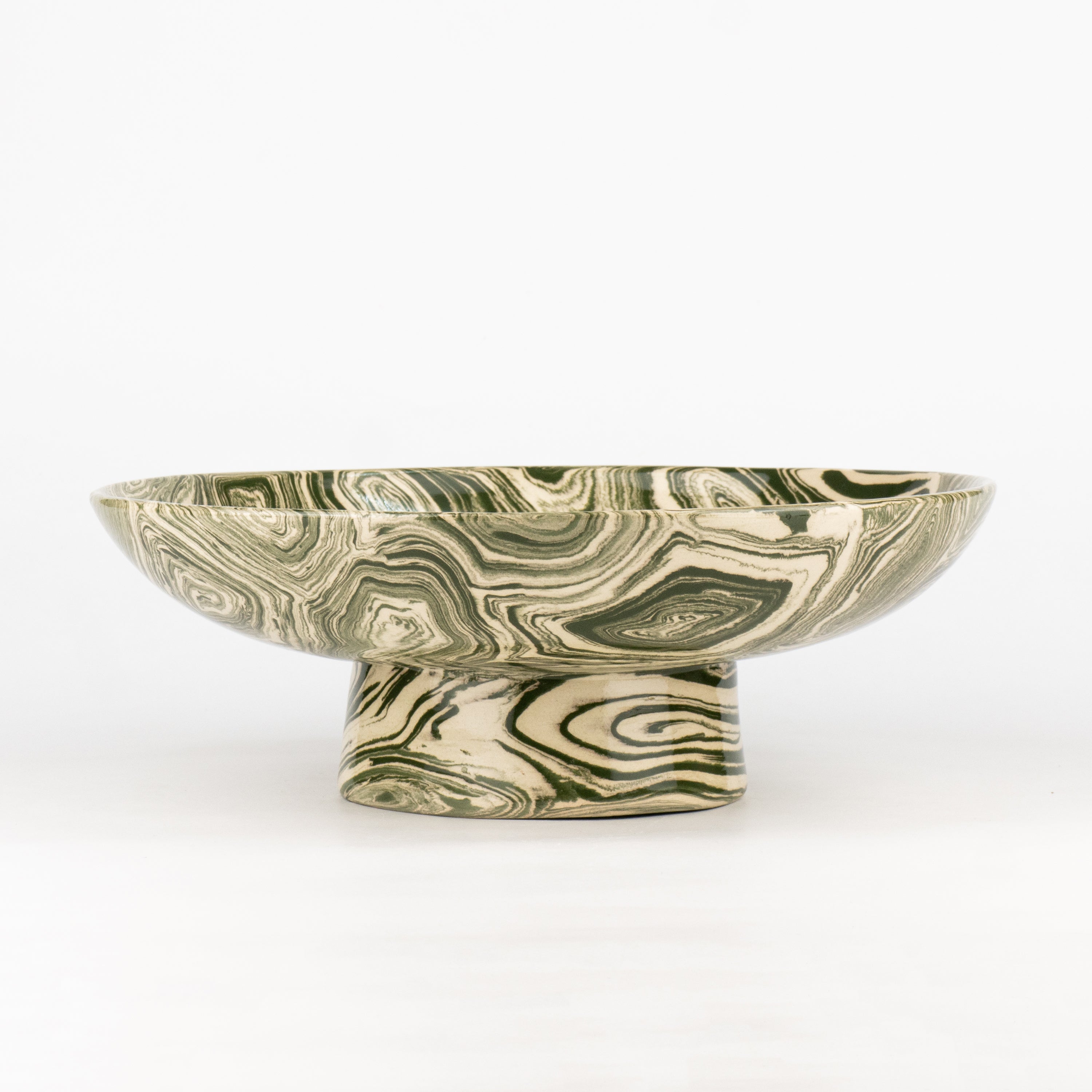 Green & White Agate Low Chalice Bowl