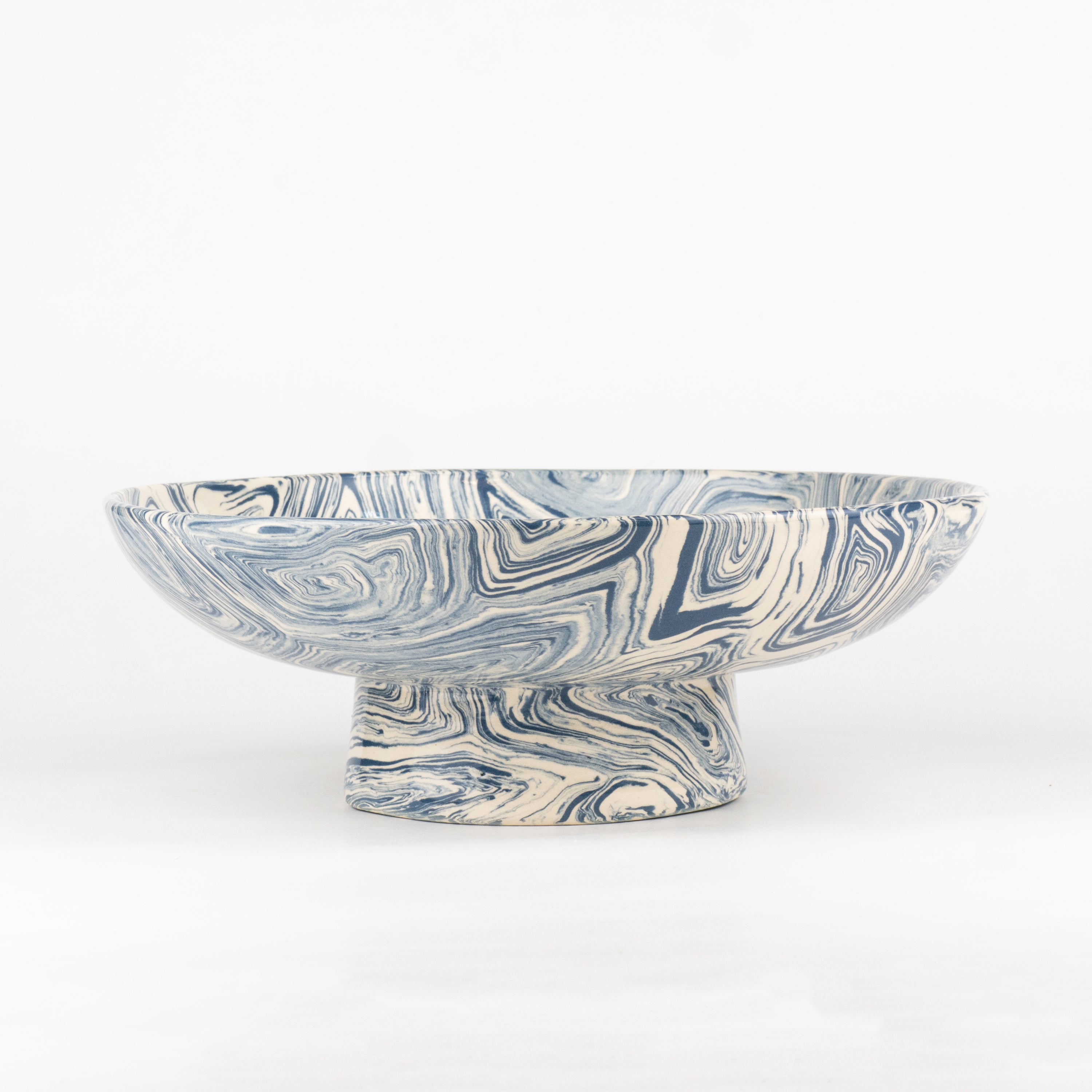 Blue & White Agate Low Chalice Bowl