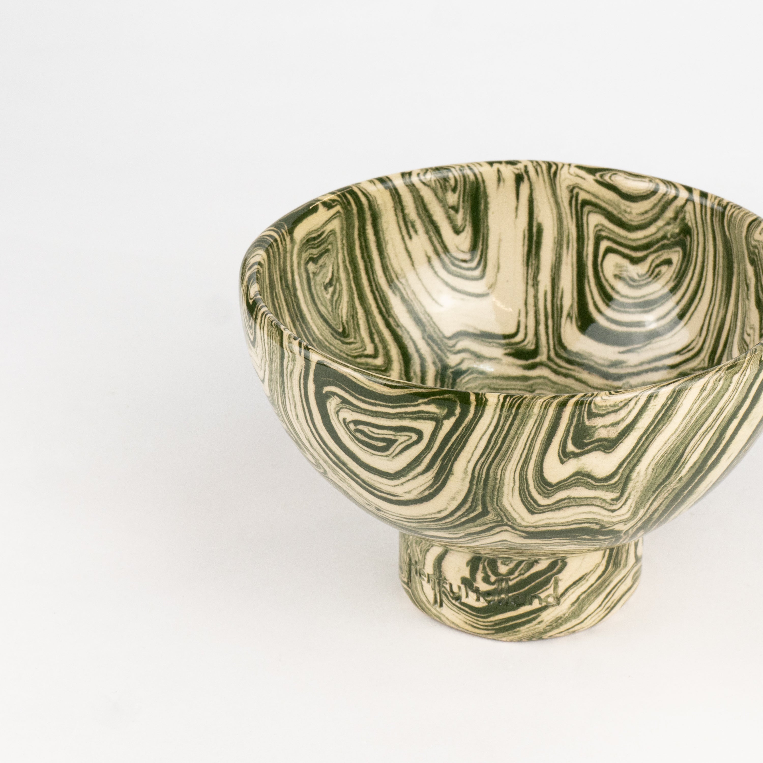 Green & White Agate Tea Bowl