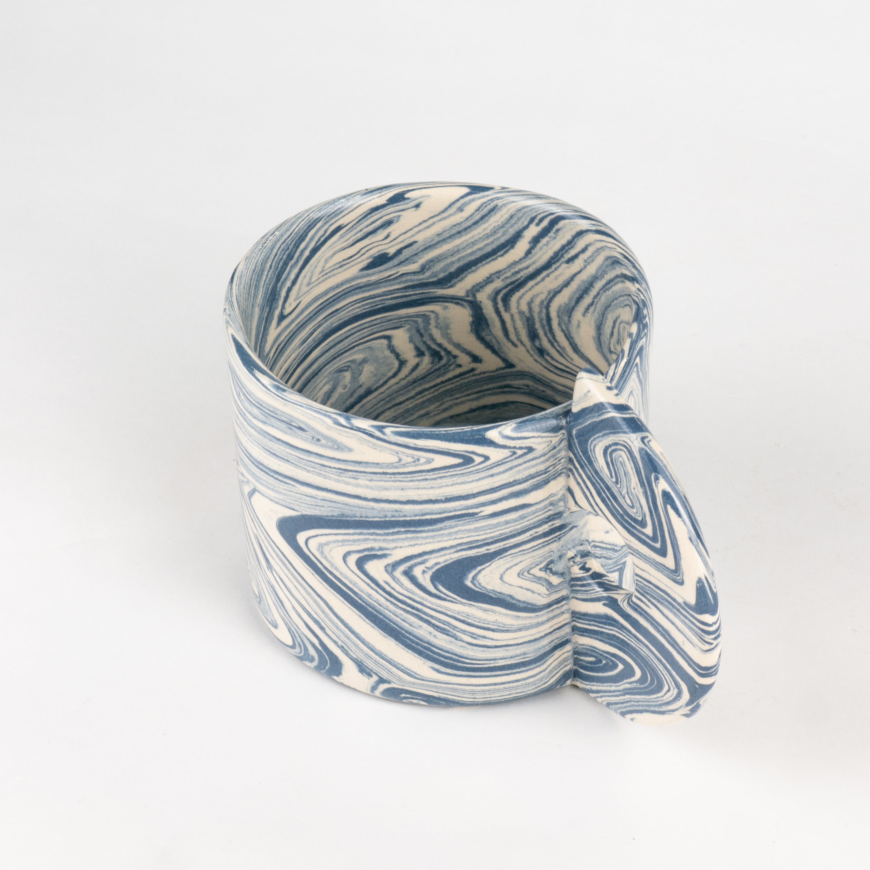 Blue & White Agate Art Deco Mug