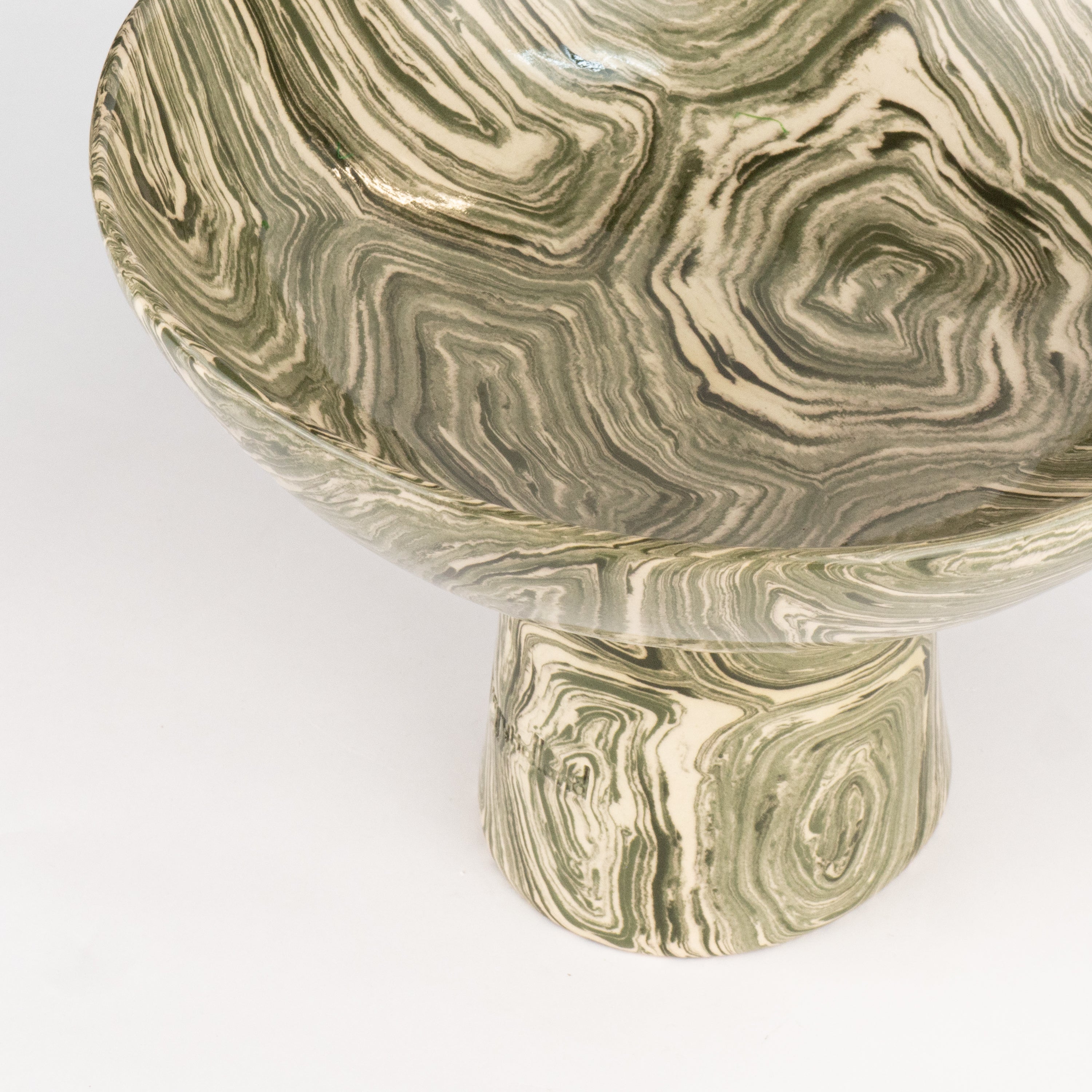 Green & White Medium Agate Chalice Bowl