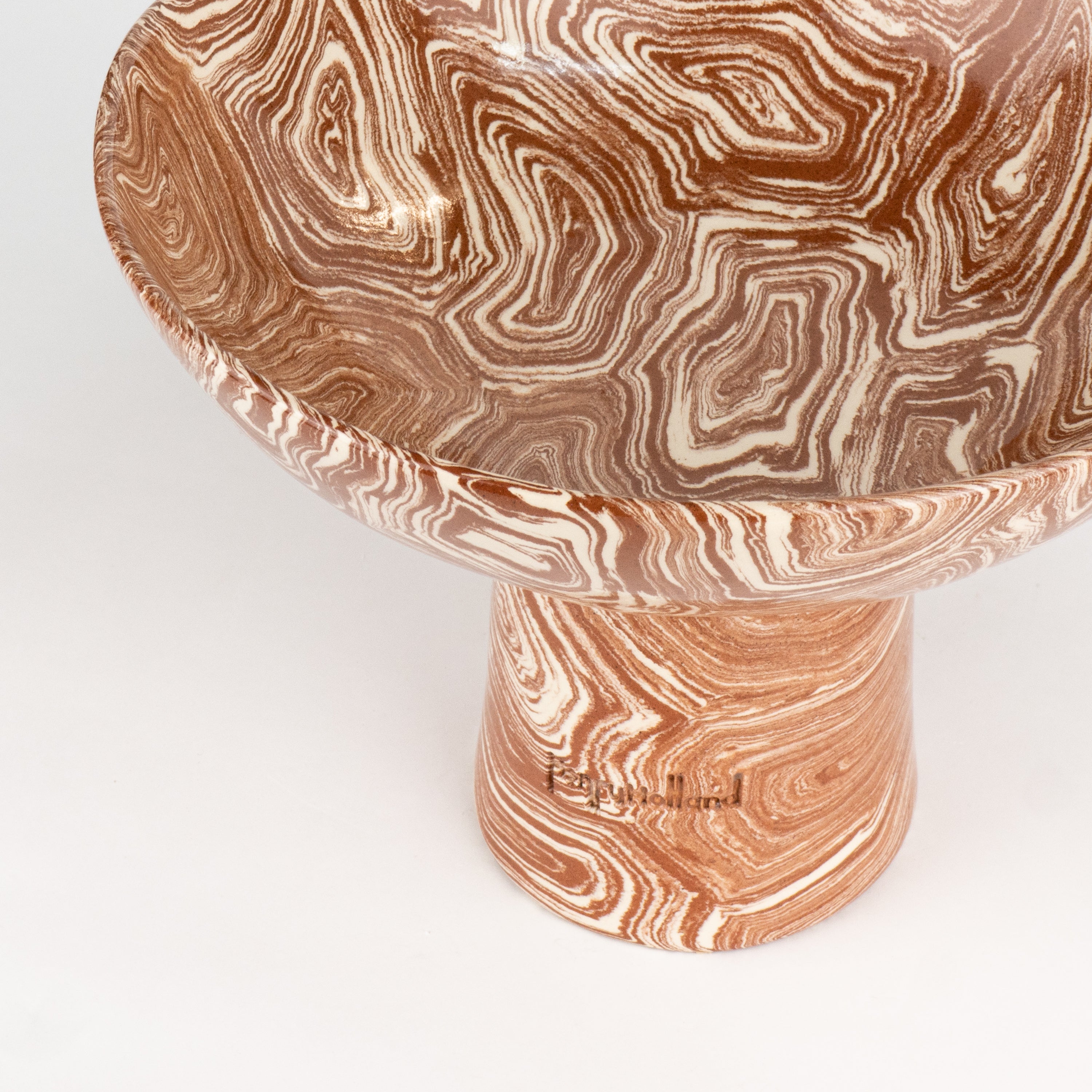 Terracotta & White Medium Agate Chalice Bowl