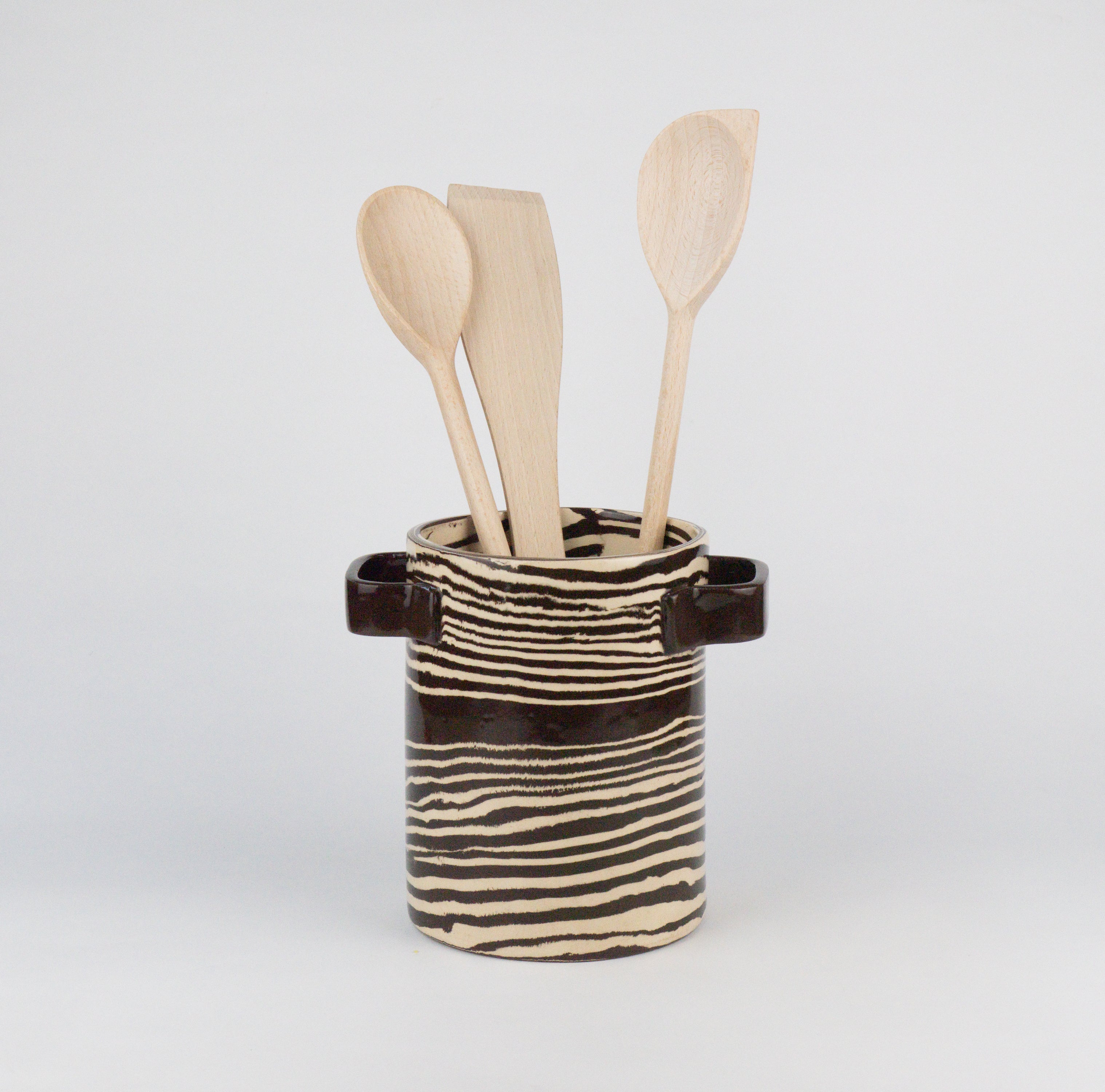 Brown & White Utensil holder