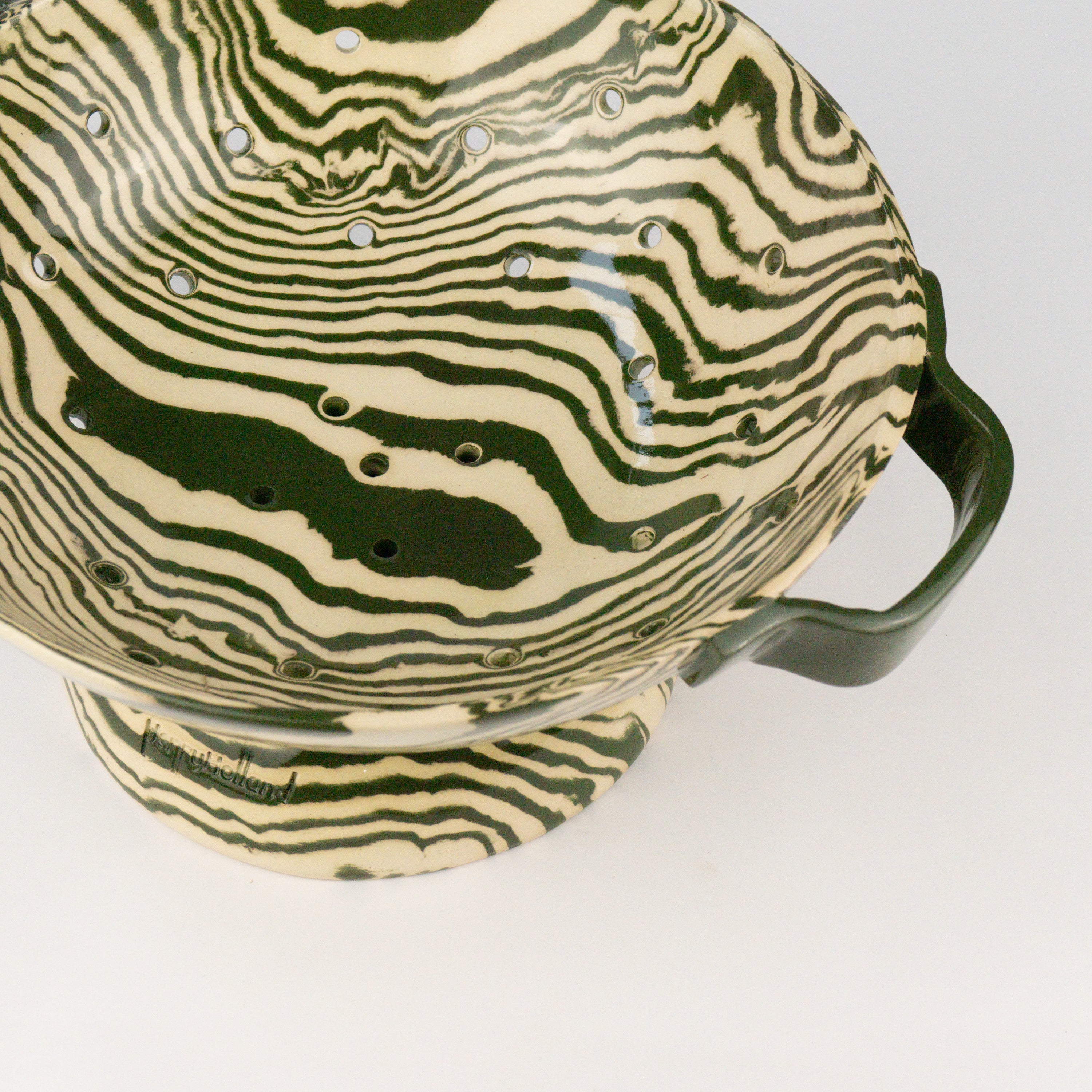 Green & White Colander