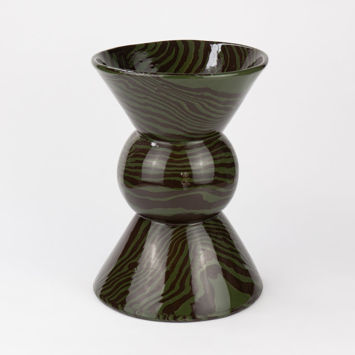 Green & Brown Marble Hewitt Vase