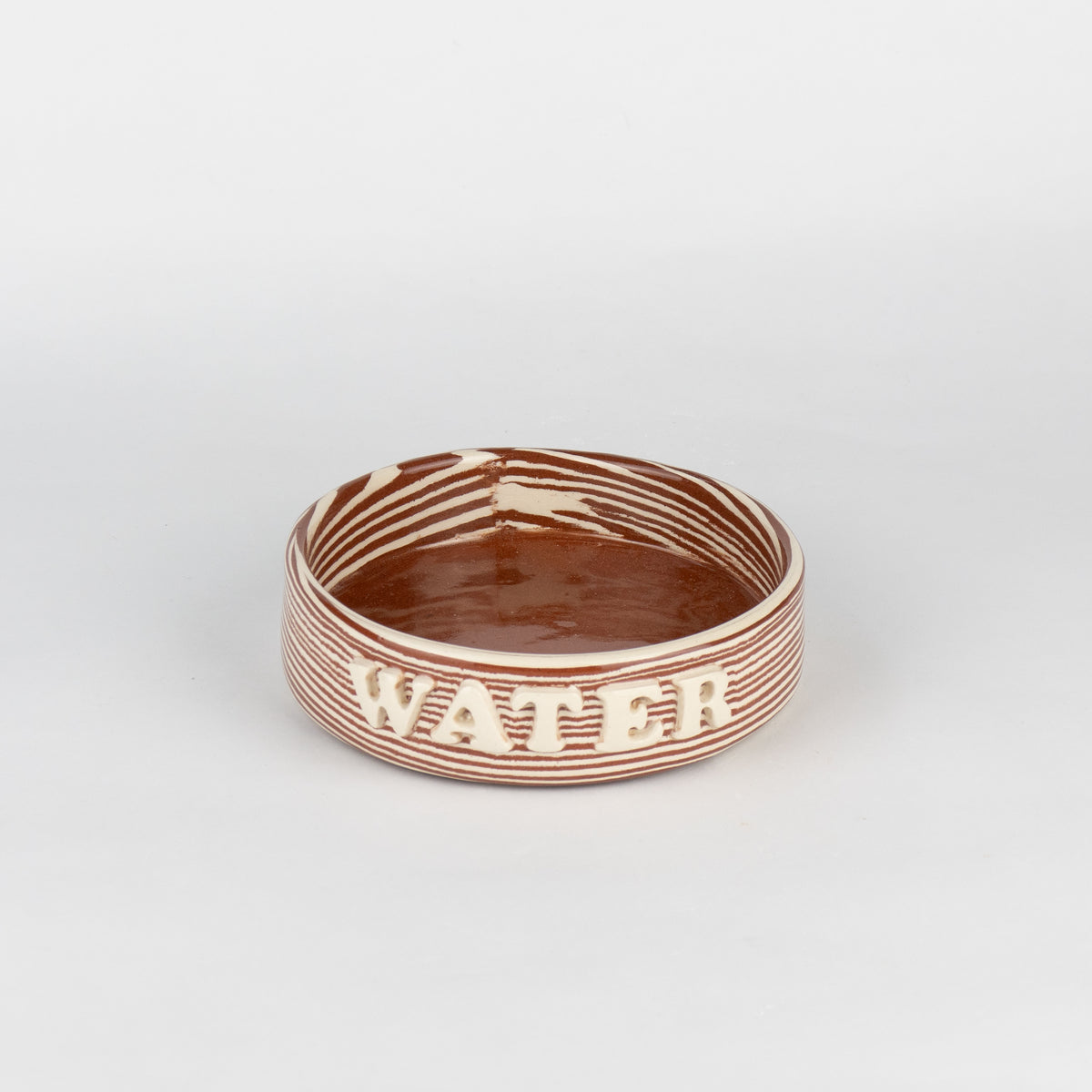 Terracotta and White Small Water Pet Bowl