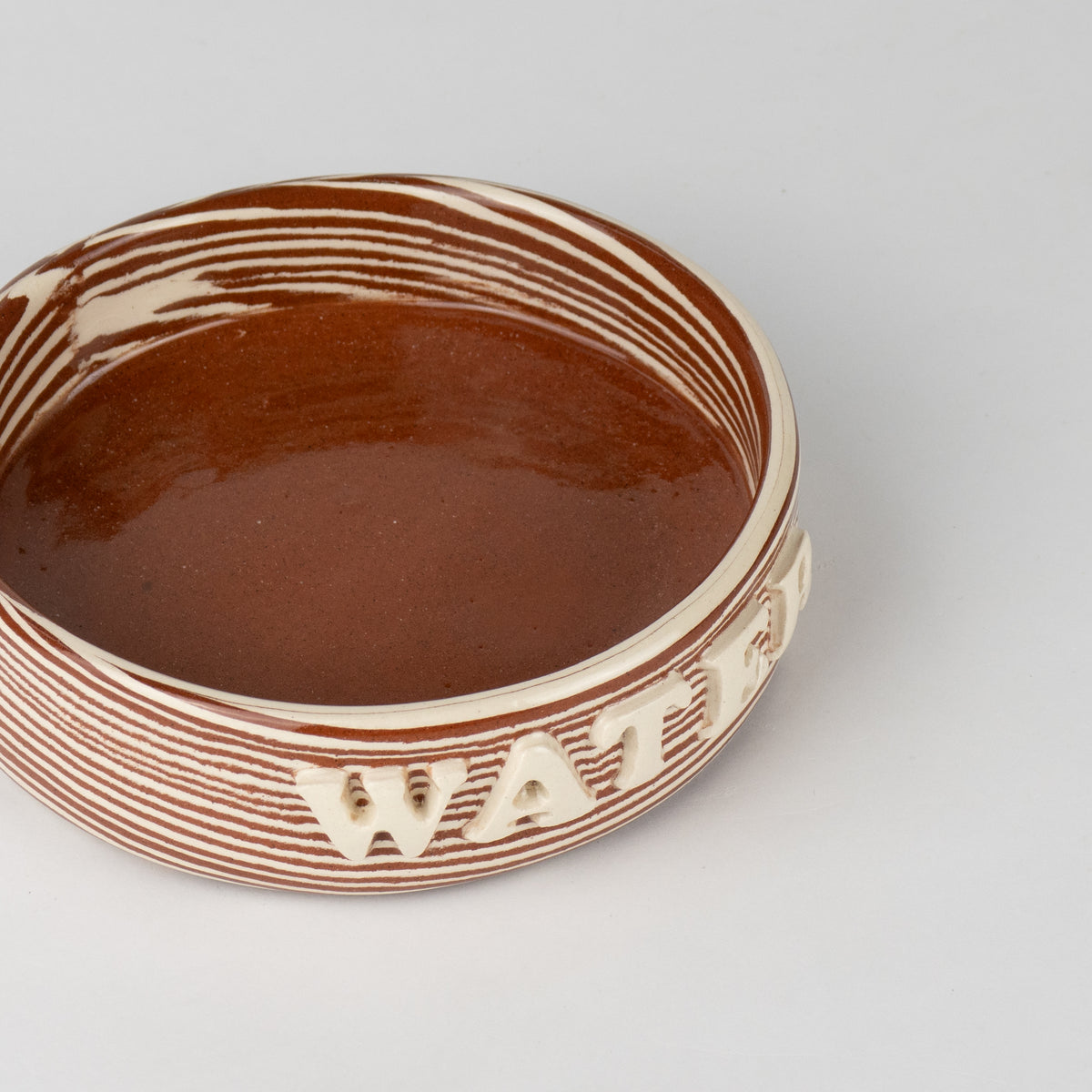 Terracotta and White Small Water Pet Bowl