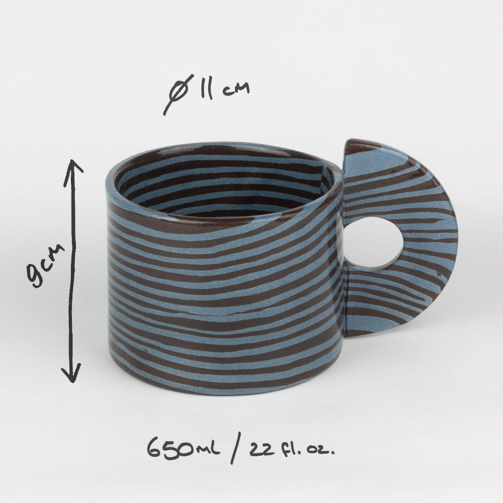 Blue & Brown Large Marble Mug