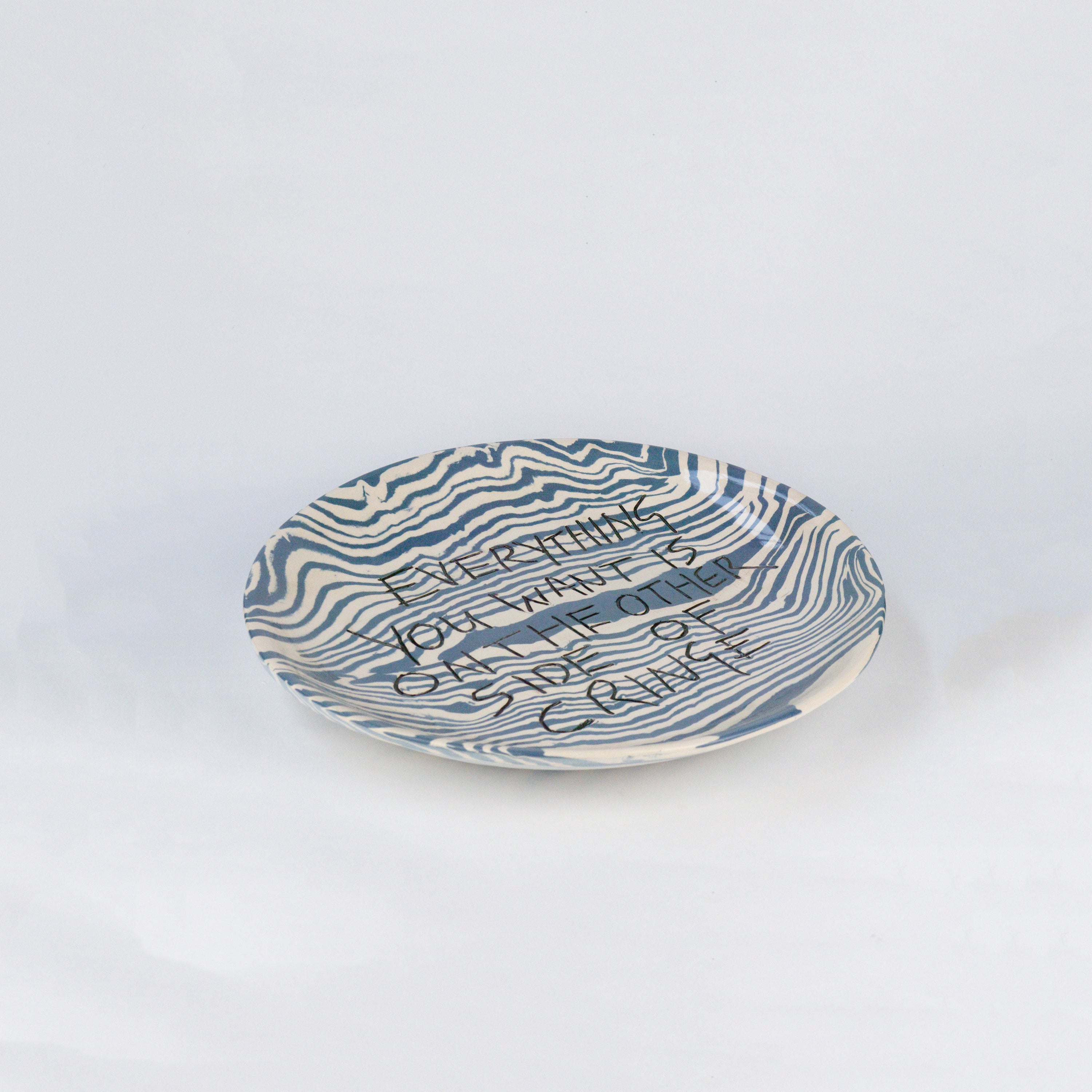 Blue & White Small 'CRINGE' wall hanging plate