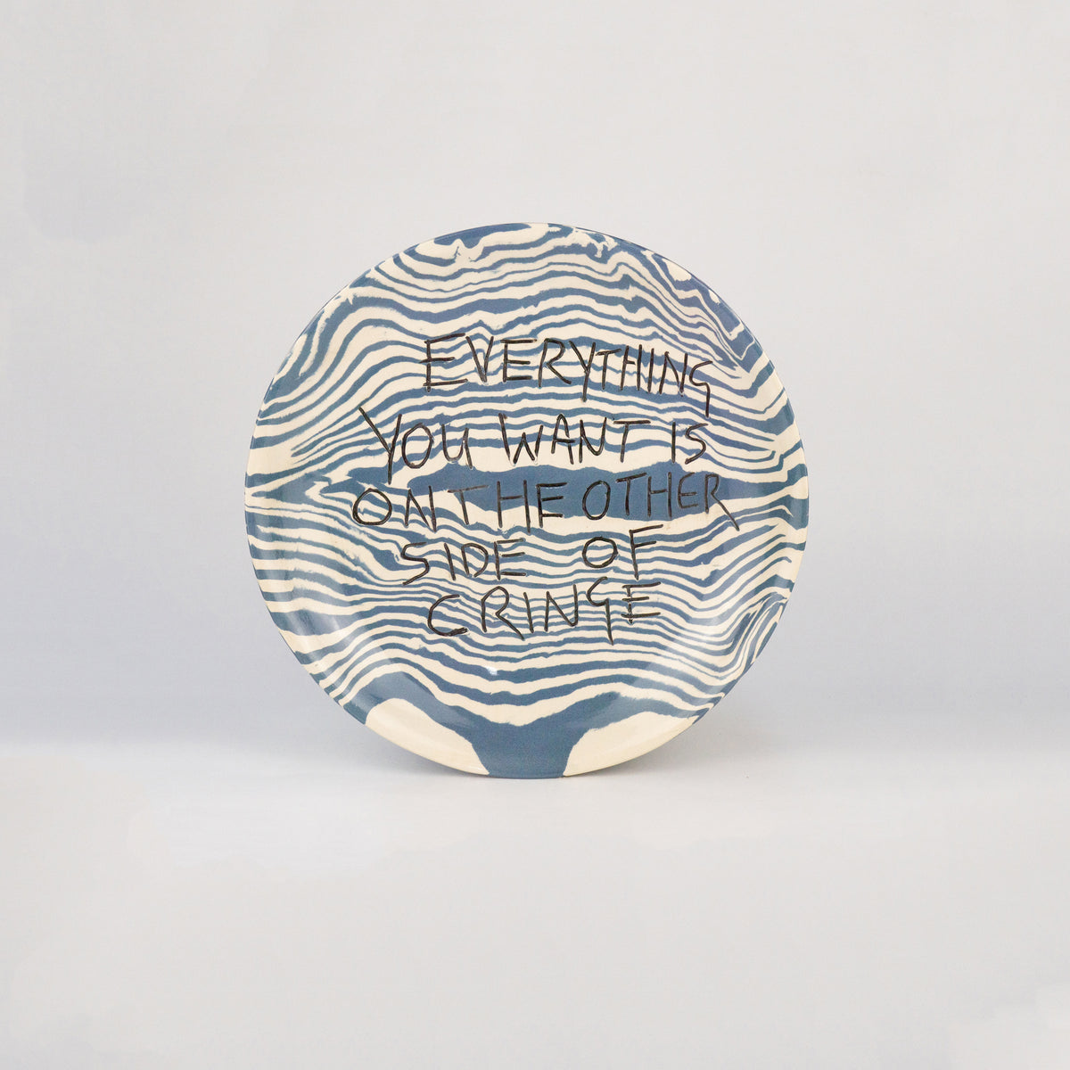 Blue & White Small 'CRINGE' wall hanging plate