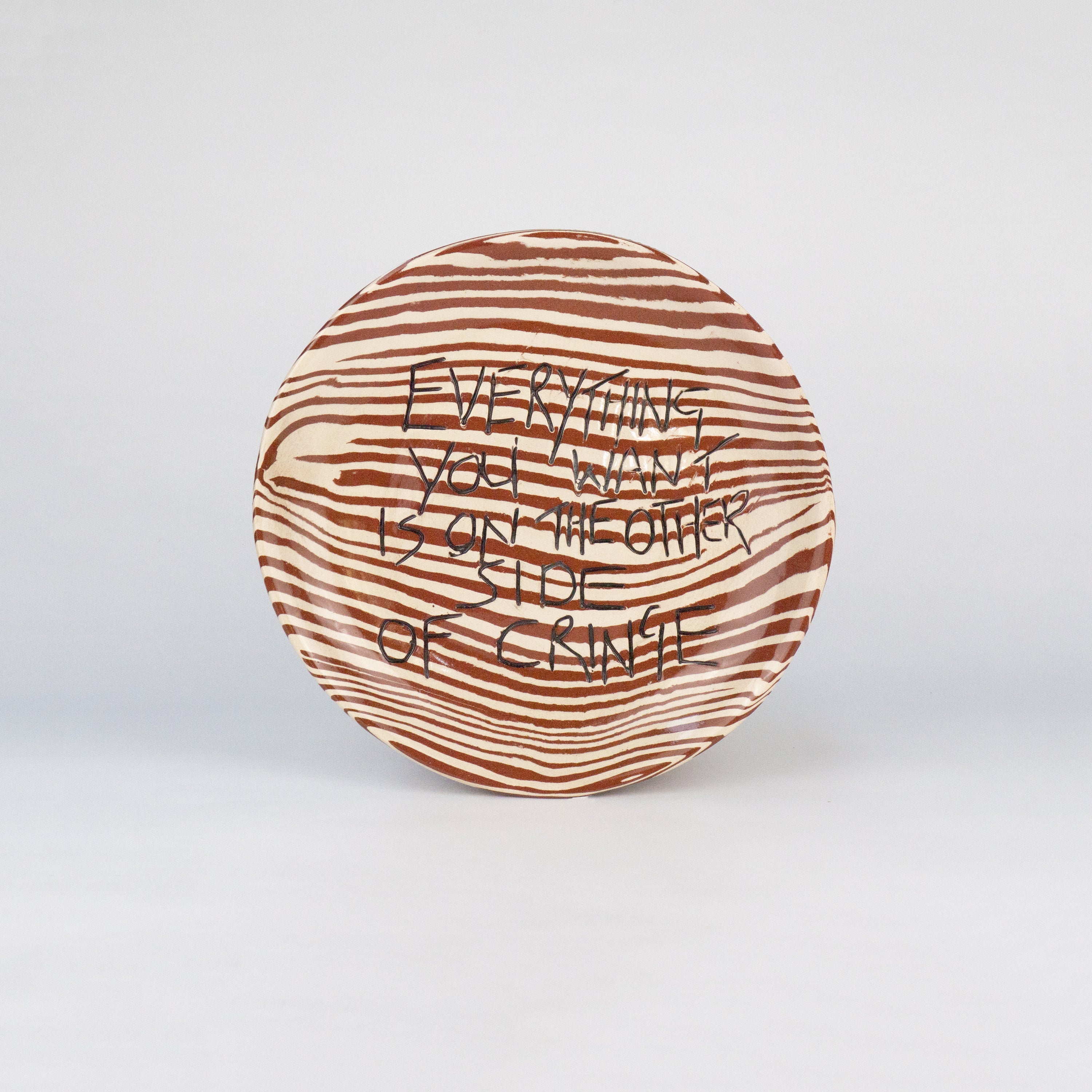 Terracotta & White Small 'CRINGE' wall hanging plate