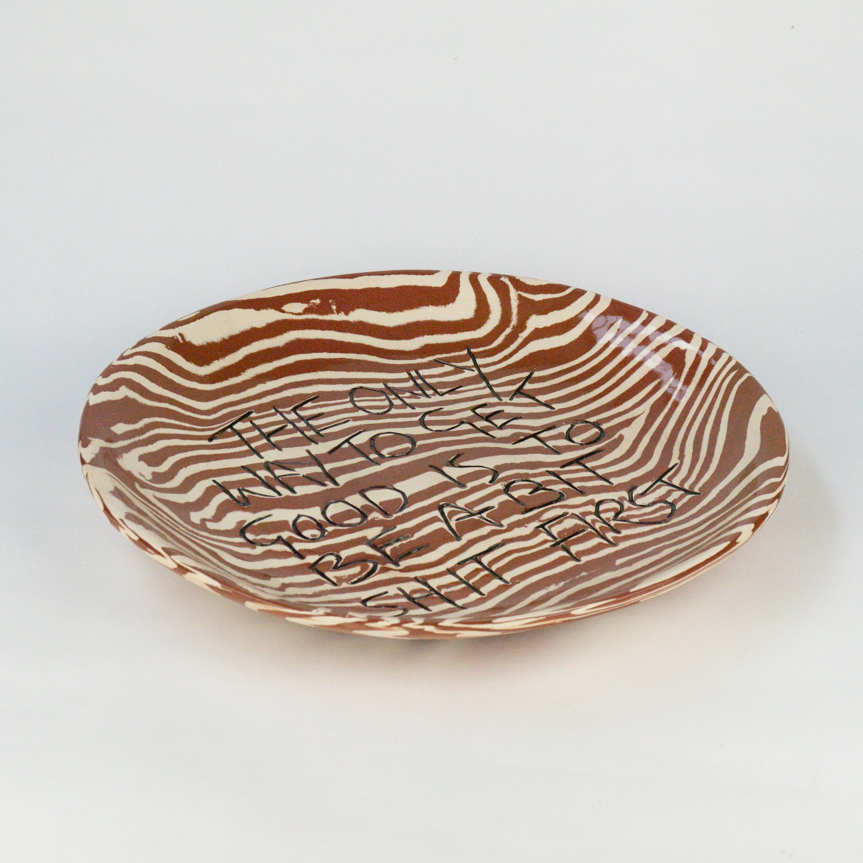 Terracotta & White 'slogan' wall hanging plate