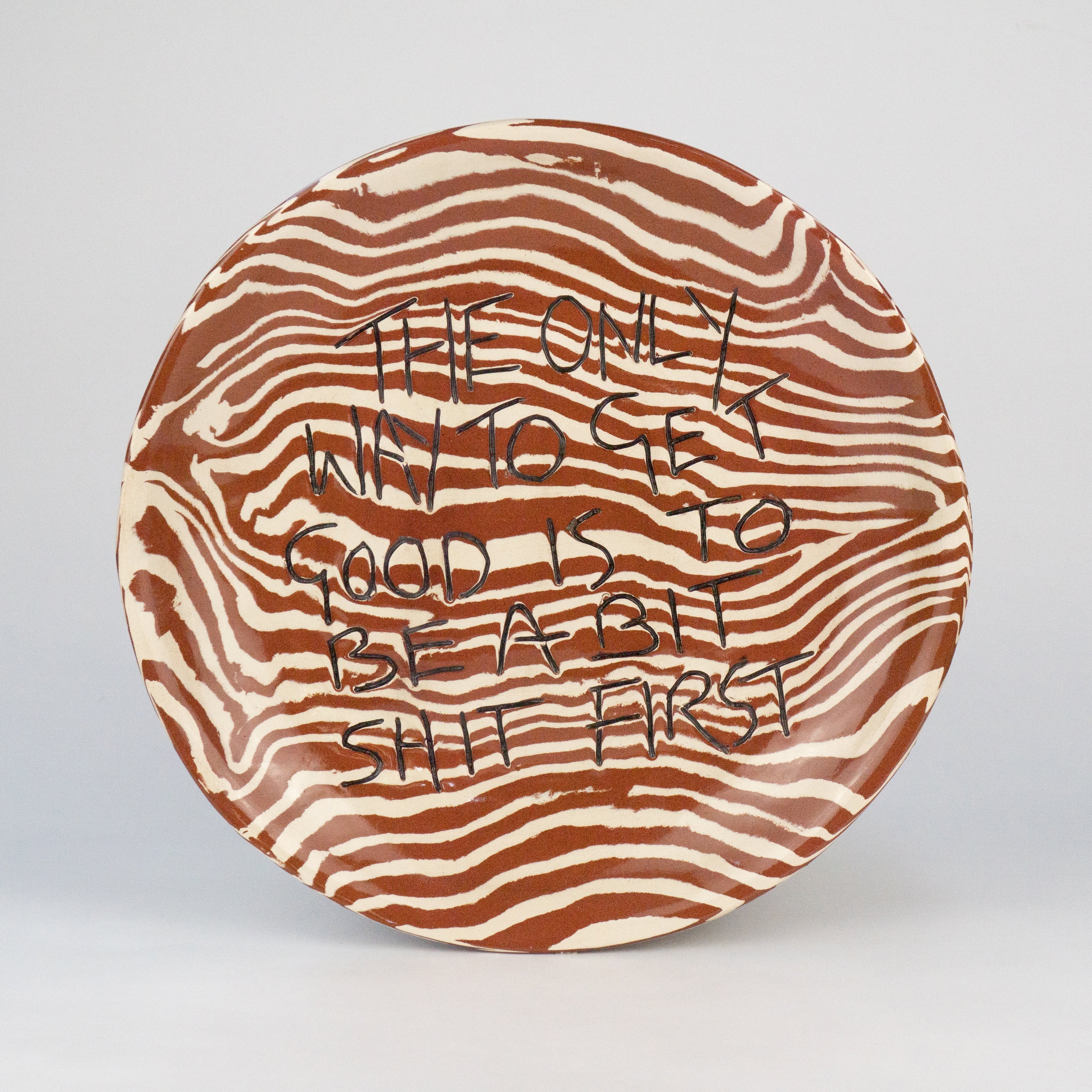 Terracotta & White 'slogan' wall hanging plate