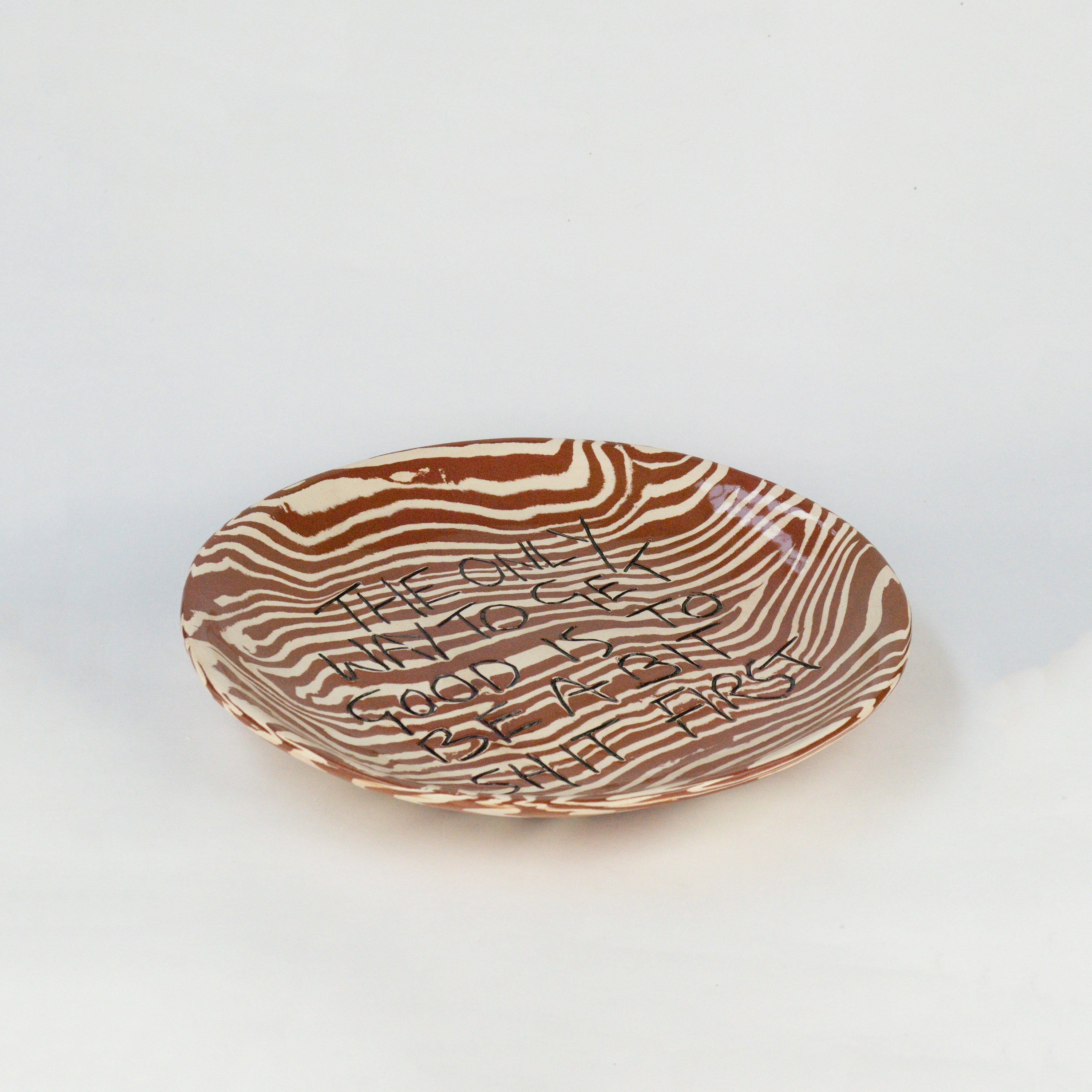 Terracotta & White Medium 'TO GET GOOD' wall hanging plate