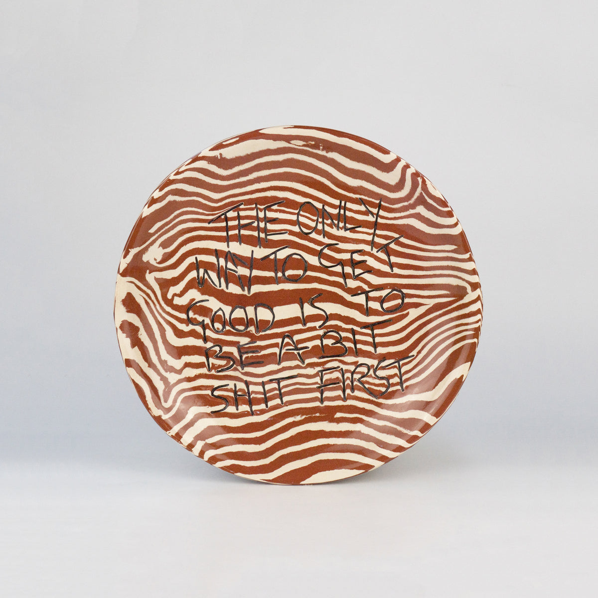 Terracotta & White Medium 'TO GET GOOD' wall hanging plate